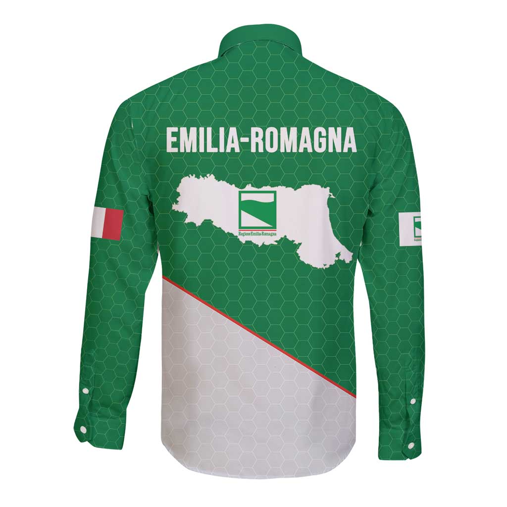 Italy Emilia-Romagna Long Sleeve Button Shirt Map With Flag Style LT19