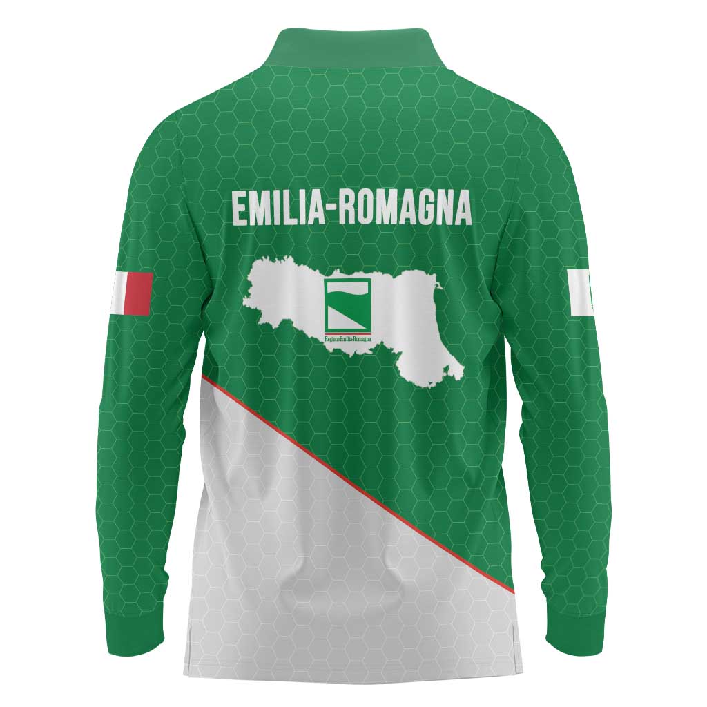 Italy Emilia-Romagna Long Sleeve Polo Shirt Map With Flag Style LT19