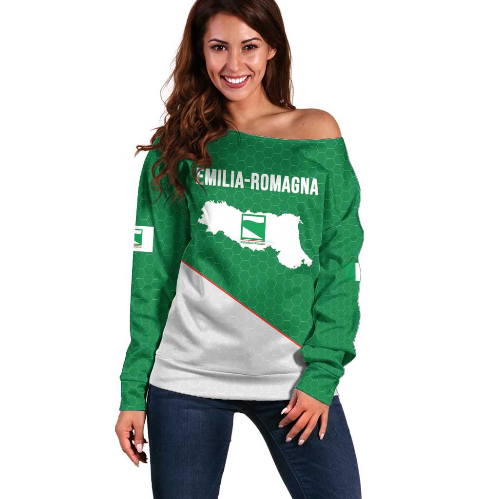 Italy Emilia-Romagna Off Shoulder Sweater Map With Flag Style LT19