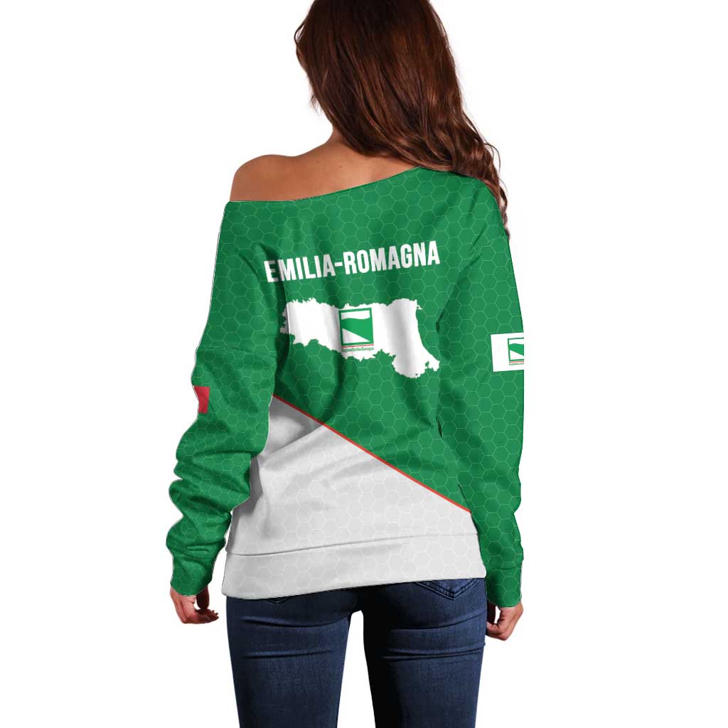 Italy Emilia-Romagna Off Shoulder Sweater Map With Flag Style LT19