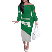 Italy Emilia-Romagna Off The Shoulder Long Sleeve Dress Map With Flag Style LT19