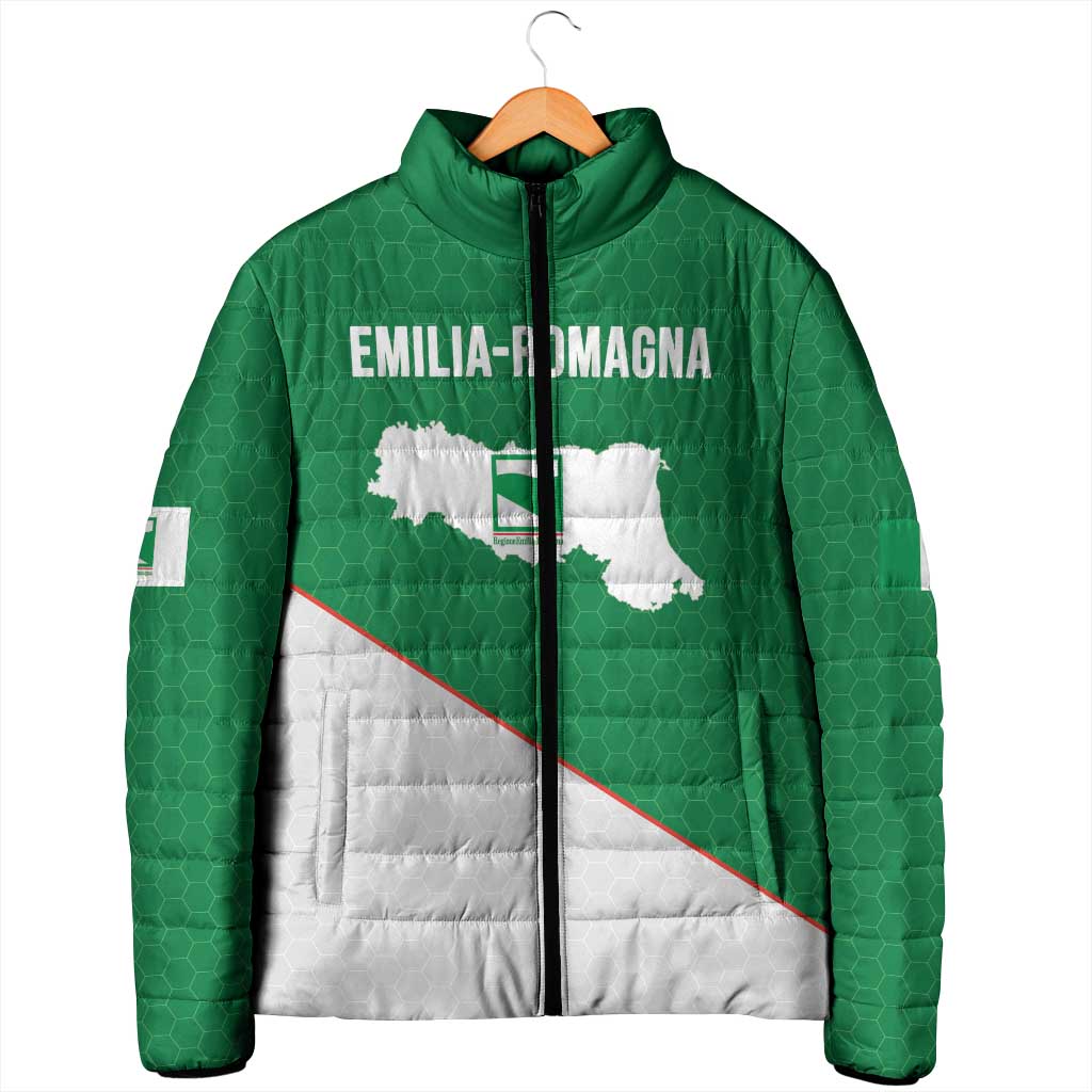 Italy Emilia-Romagna Padded Jacket Map With Flag Style - Wonder Print Shop