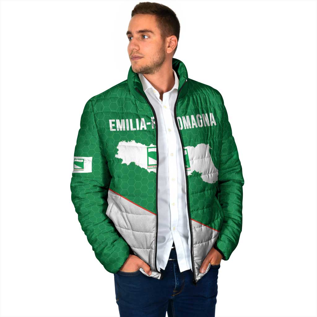 Italy Emilia-Romagna Padded Jacket Map With Flag Style - Wonder Print Shop
