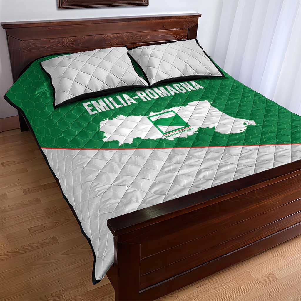 Italy Emilia-Romagna Quilt Bed Set Map With Flag Style - Wonder Print Shop