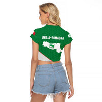 Italy Emilia-Romagna Raglan Cropped T Shirt Map With Flag Style LT19