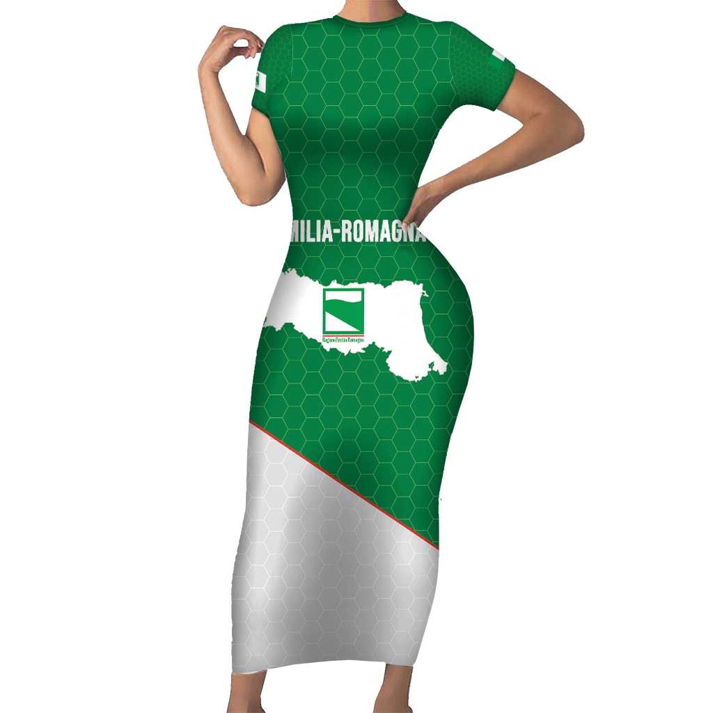 Italy Emilia-Romagna Short Sleeve Bodycon Dress Map With Flag Style LT19