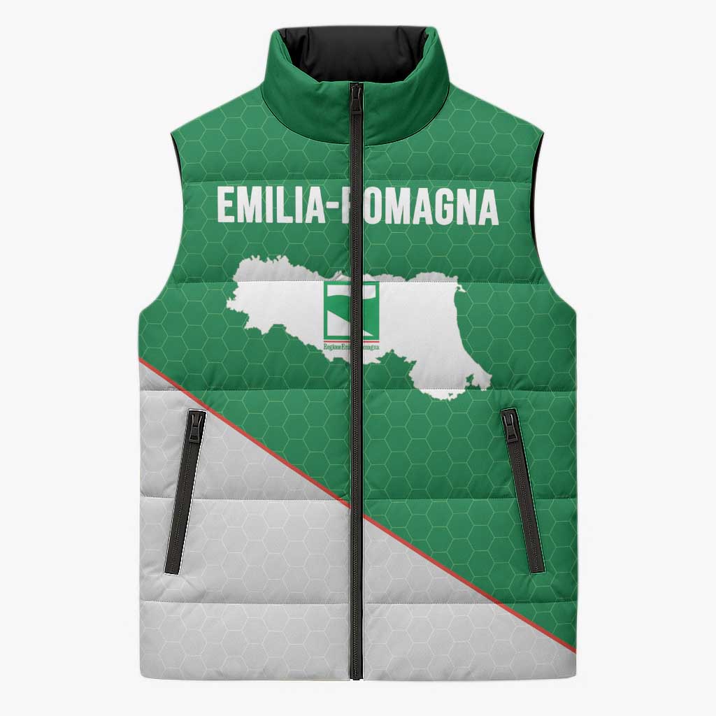 Italy Emilia-Romagna Sleeveless Puffer Jacket Map With Flag Style - Wonder Print Shop