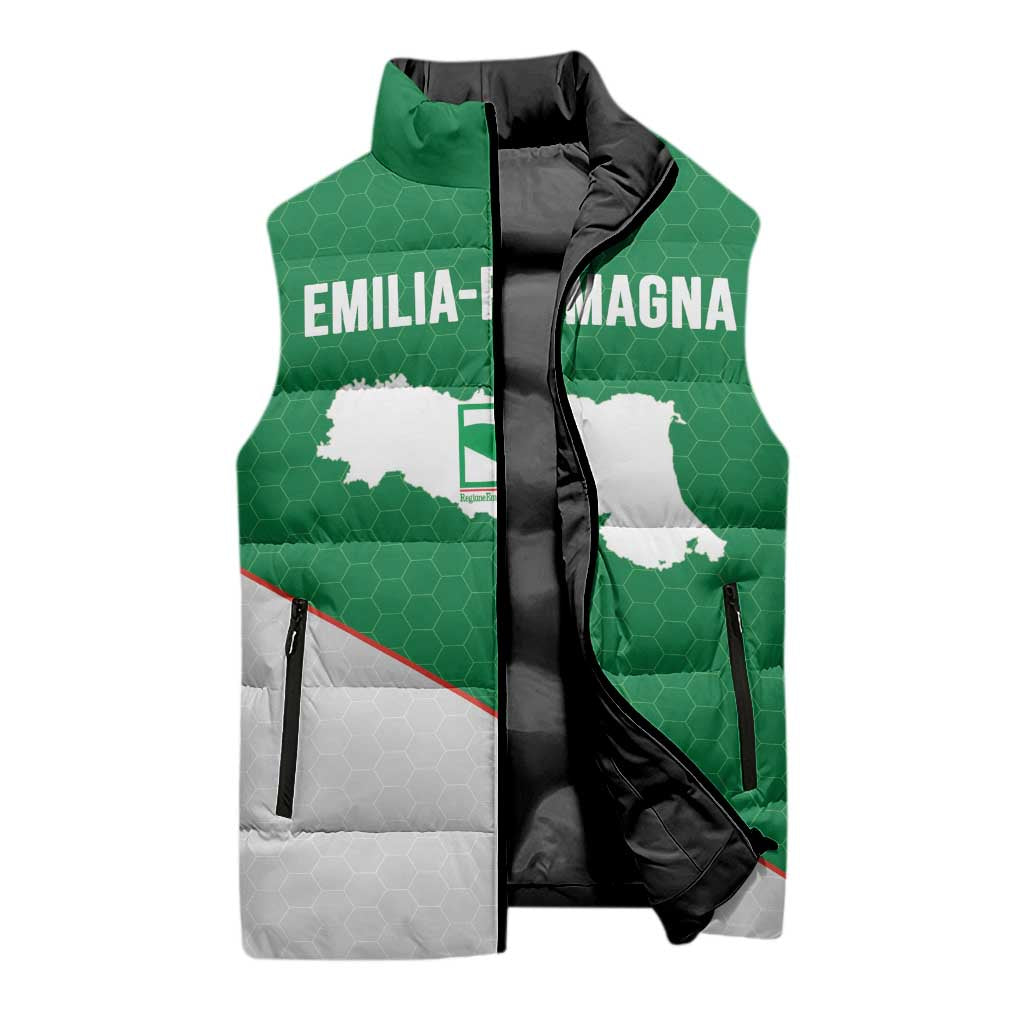 Italy Emilia-Romagna Sleeveless Puffer Jacket Map With Flag Style - Wonder Print Shop