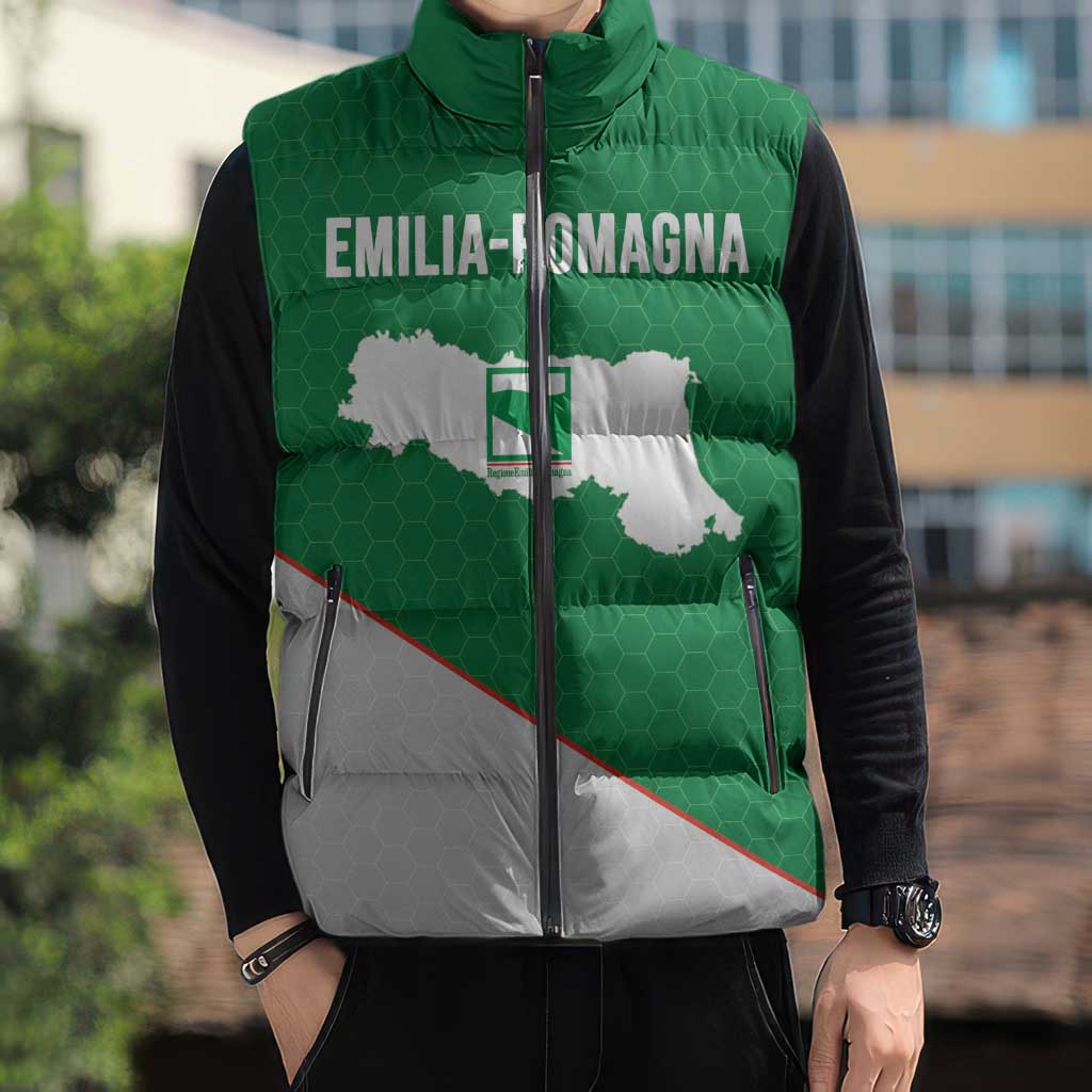 Italy Emilia-Romagna Sleeveless Puffer Jacket Map With Flag Style - Wonder Print Shop