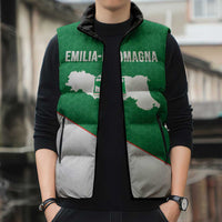 Italy Emilia-Romagna Sleeveless Puffer Jacket Map With Flag Style - Wonder Print Shop