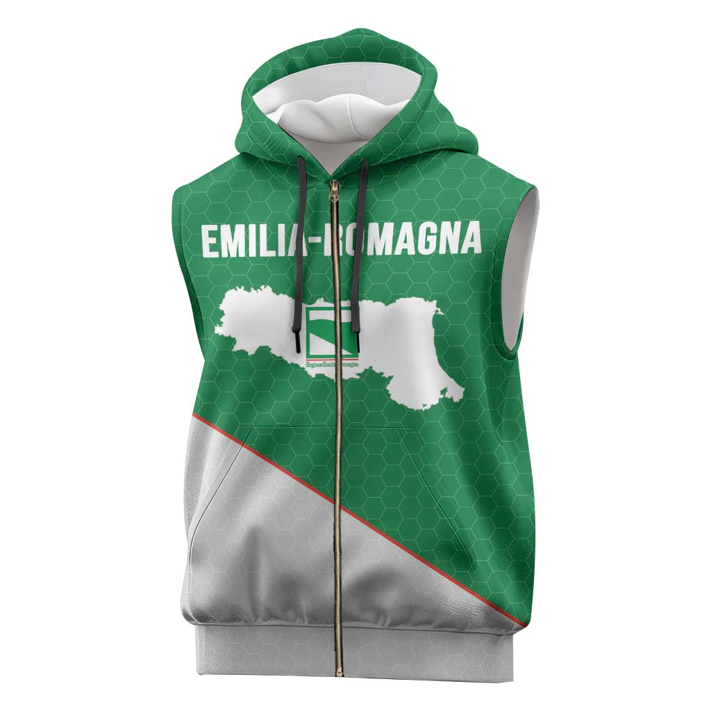 Italy Emilia-Romagna Sleeveless Zip Hoodie Map With Flag Style - Wonder Print Shop