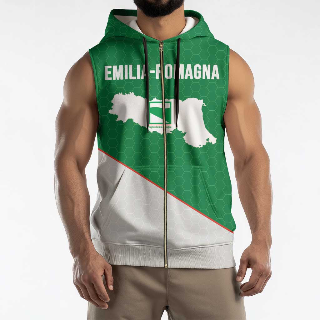 Italy Emilia-Romagna Sleeveless Zip Hoodie Map With Flag Style - Wonder Print Shop
