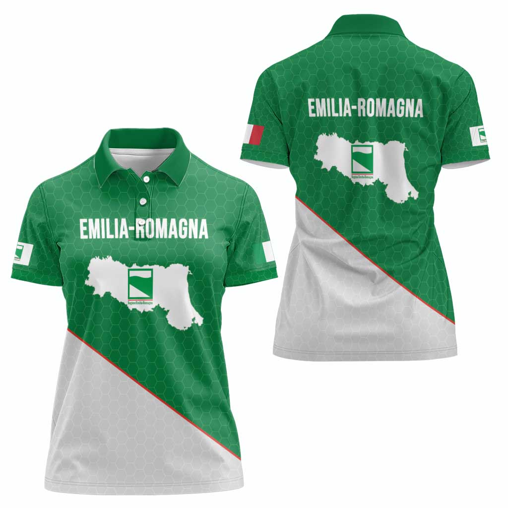 Italy Emilia-Romagna Women Polo Shirt Map With Flag Style LT19