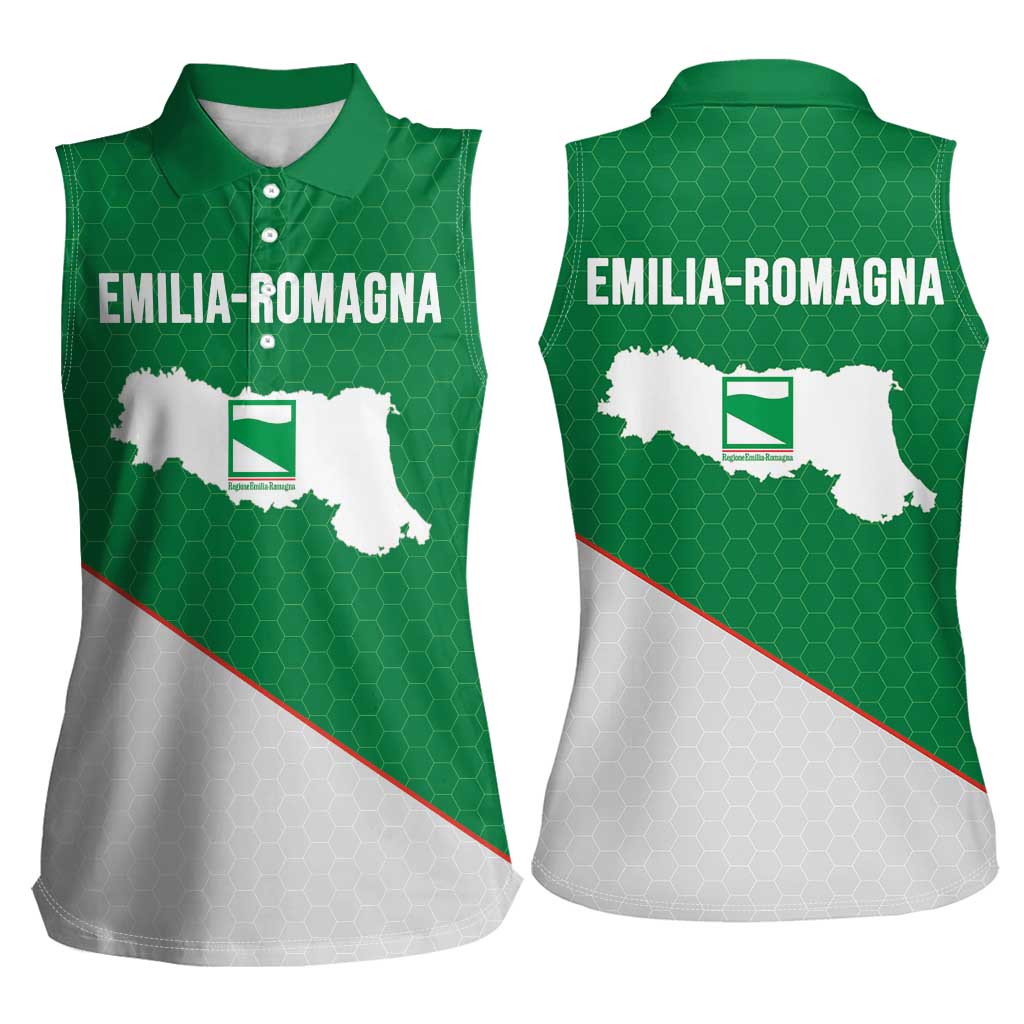 Italy Emilia-Romagna Women Sleeveless Polo Shirt Map With Flag Style LT19
