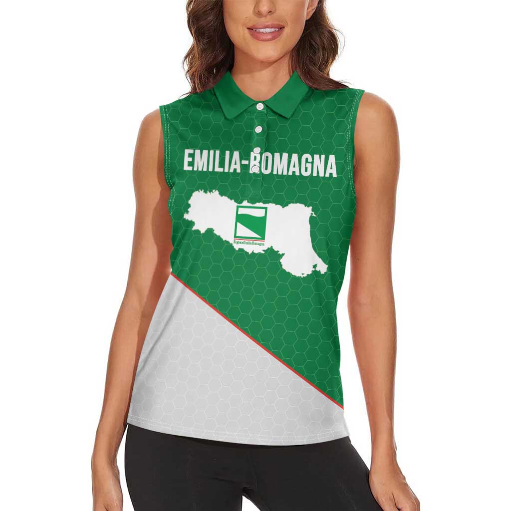 Italy Emilia-Romagna Women Sleeveless Polo Shirt Map With Flag Style LT19
