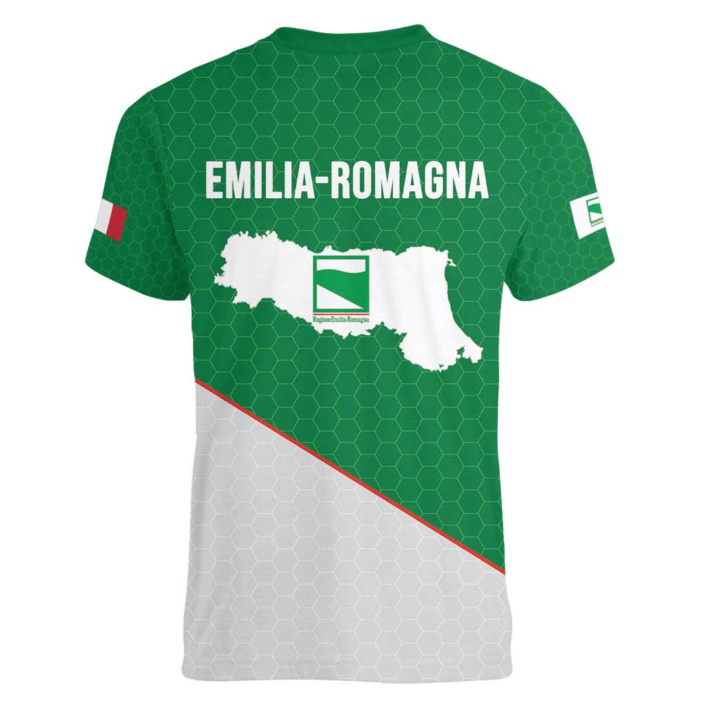Italy Emilia-Romagna Women V-Neck T-Shirt Map With Flag Style LT19