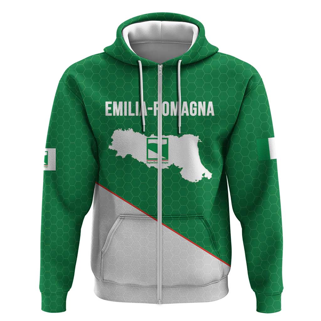 Italy Emilia-Romagna Zip Hoodie Map With Flag Style LT19