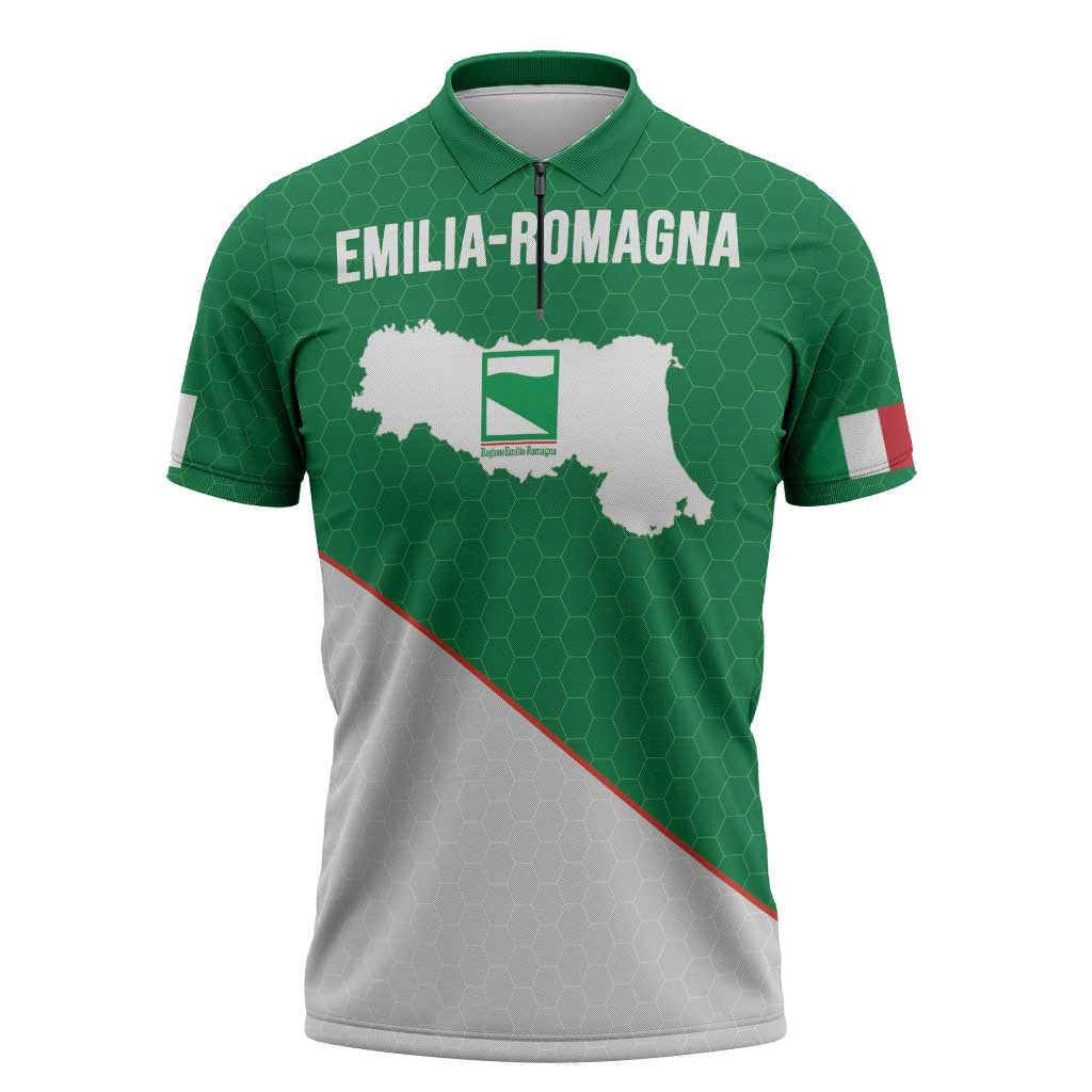 Italy Emilia-Romagna Zipper Polo Shirt Map With Flag Style - Wonder Print Shop