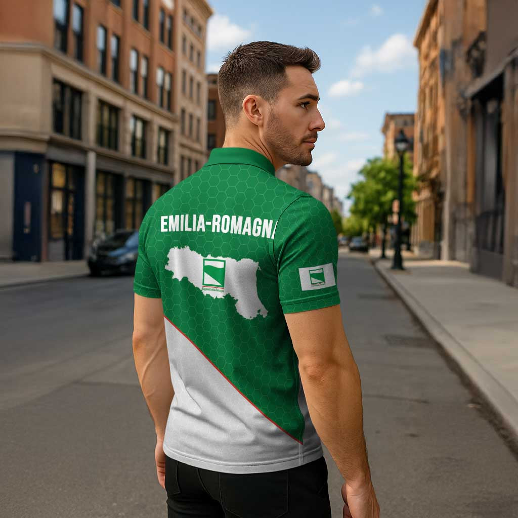 Italy Emilia-Romagna Zipper Polo Shirt Map With Flag Style - Wonder Print Shop