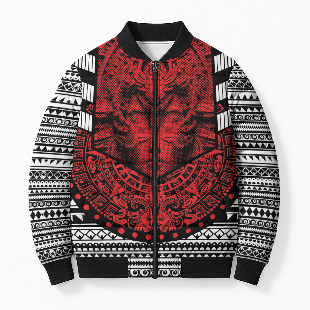 Mexico Aztec Warrior Goddess Bomber Puffer Jacket Tribal Aztec Heritage