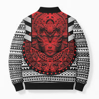 Mexico Aztec Warrior Goddess Bomber Puffer Jacket Tribal Aztec Heritage