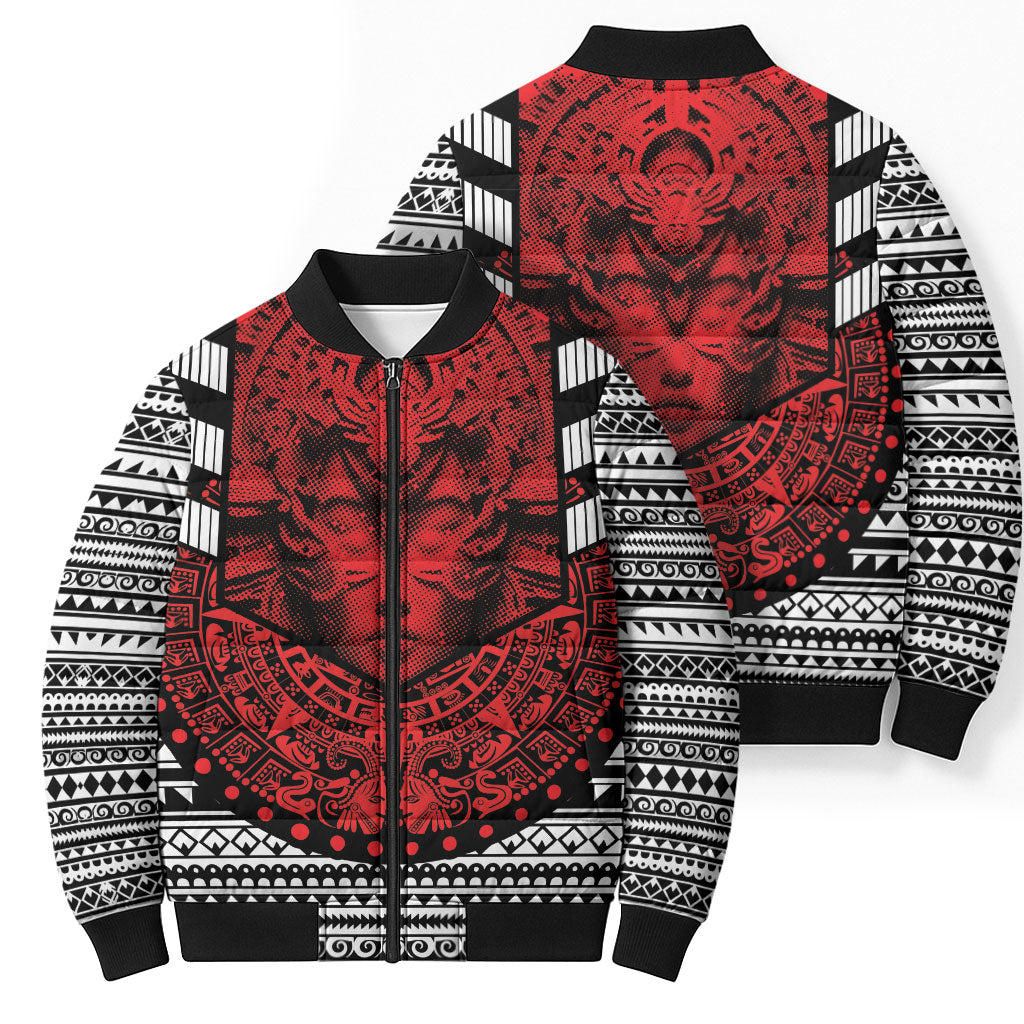 Mexico Aztec Warrior Goddess Bomber Puffer Jacket Tribal Aztec Heritage