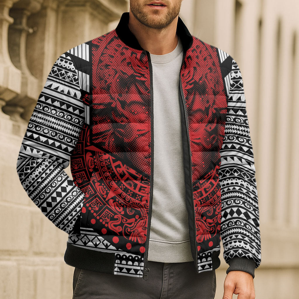 Mexico Aztec Warrior Goddess Bomber Puffer Jacket Tribal Aztec Heritage