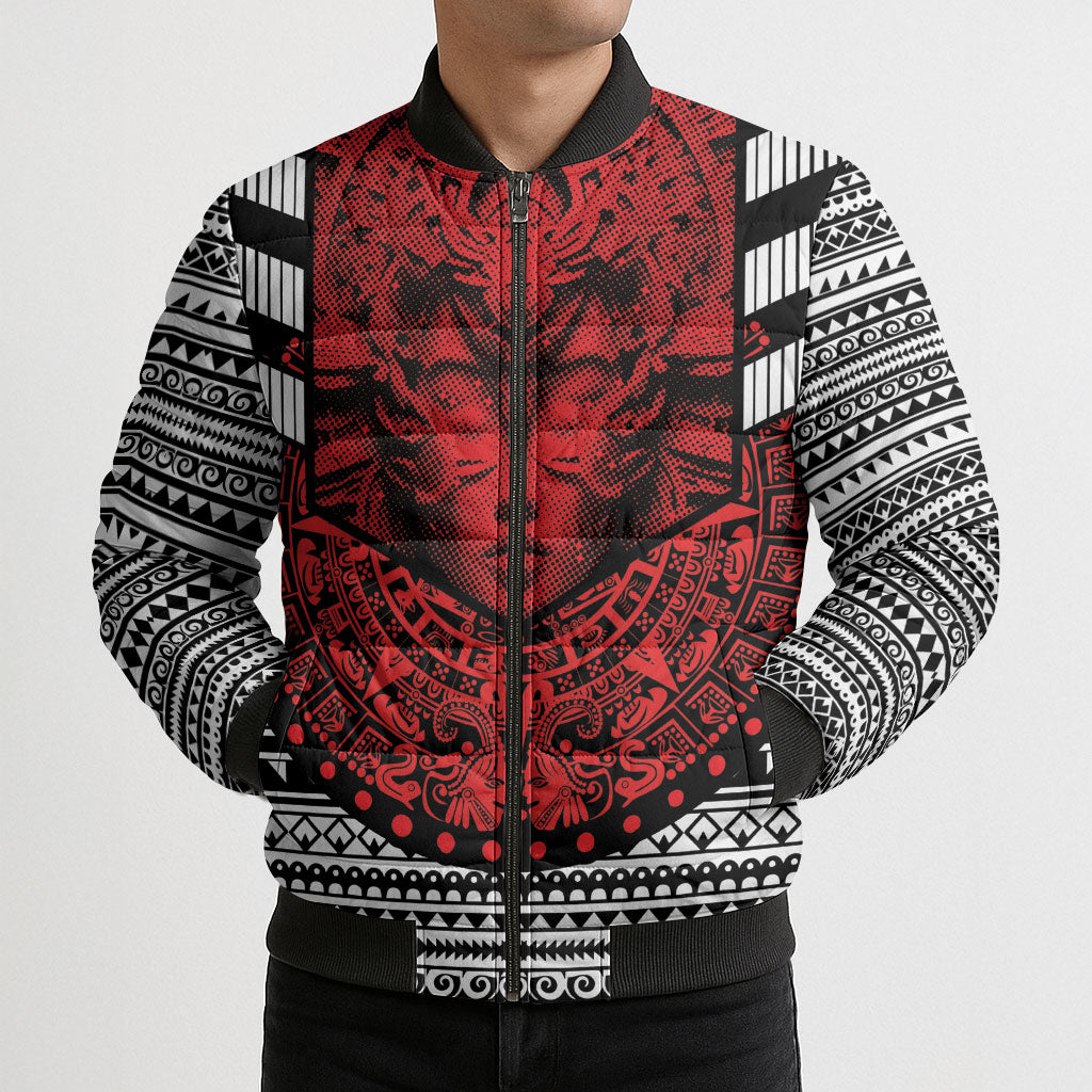 Mexico Aztec Warrior Goddess Bomber Puffer Jacket Tribal Aztec Heritage