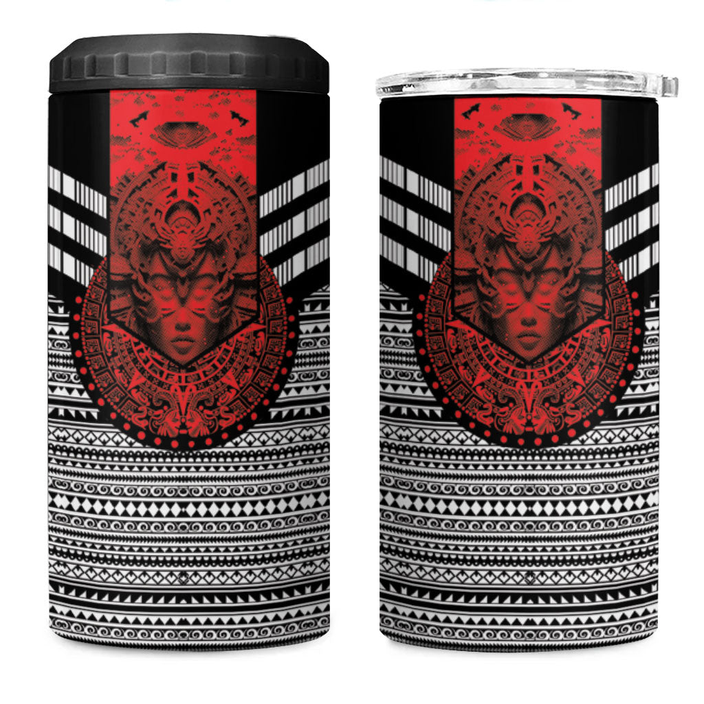 Mexico Aztec Warrior Goddess 4 in 1 Can Cooler Tumbler Tribal Aztec Heritage