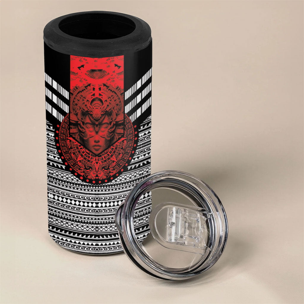 Mexico Aztec Warrior Goddess 4 in 1 Can Cooler Tumbler Tribal Aztec Heritage