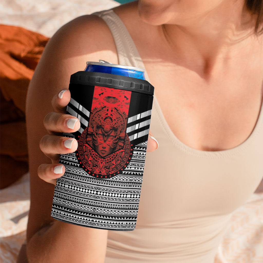Mexico Aztec Warrior Goddess 4 in 1 Can Cooler Tumbler Tribal Aztec Heritage