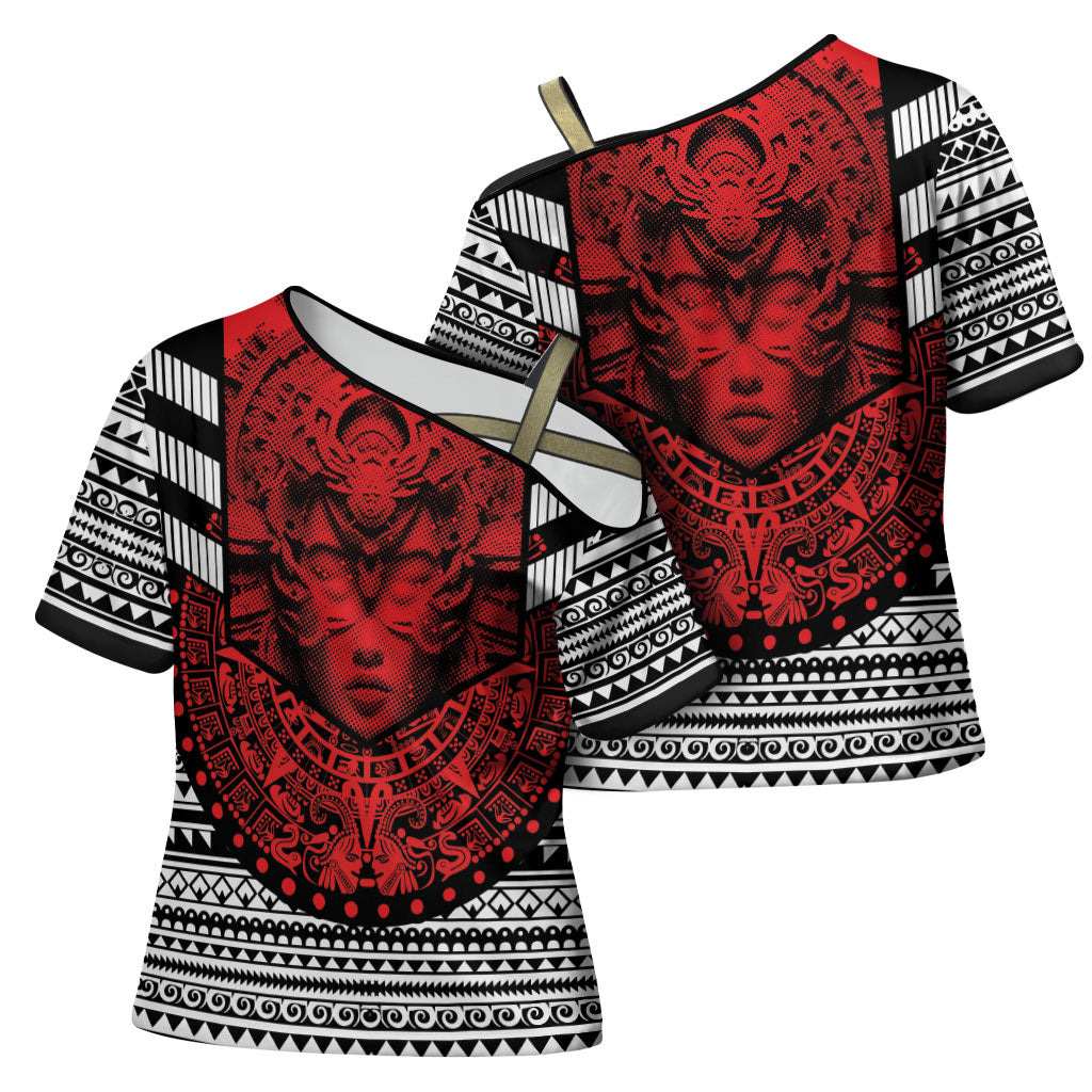 Mexico Aztec Warrior Goddess Cross Shoulder Shirt Tribal Aztec Heritage