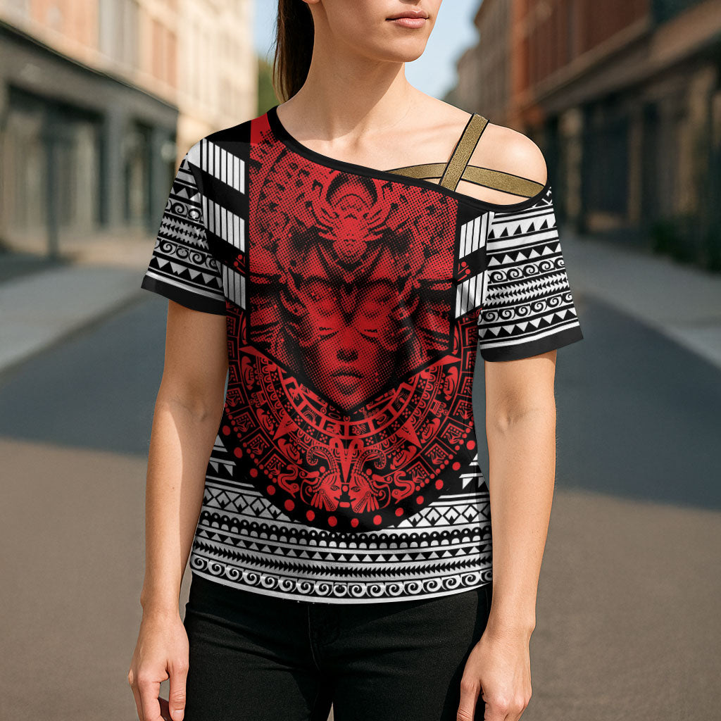 Mexico Aztec Warrior Goddess Cross Shoulder Shirt Tribal Aztec Heritage