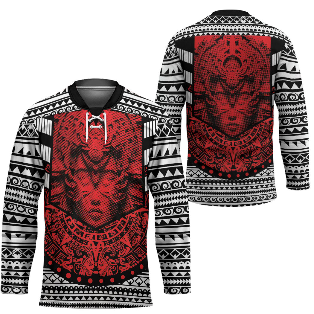 Mexico Aztec Warrior Goddess Hockey Jersey Tribal Aztec Heritage