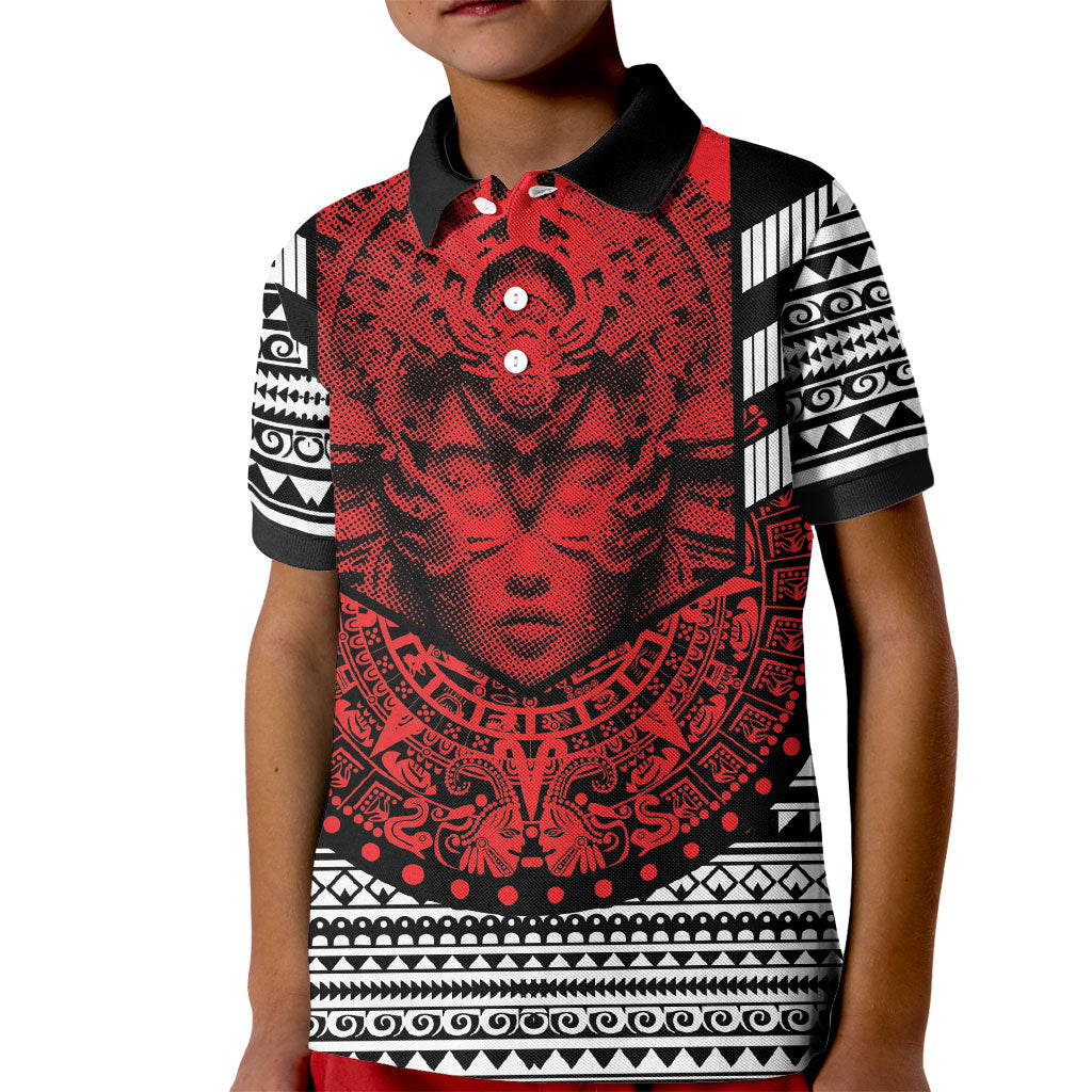 Mexico Aztec Warrior Goddess Kid Polo Shirt Tribal Aztec Heritage