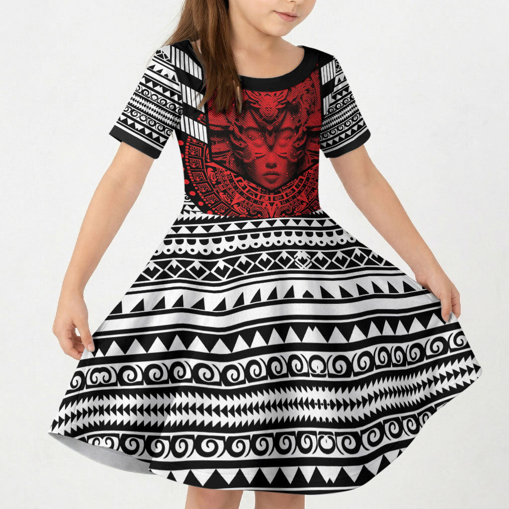 Mexico Aztec Warrior Goddess Kid Short Sleeve Dress Tribal Aztec Heritage
