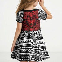 Mexico Aztec Warrior Goddess Kid Short Sleeve Dress Tribal Aztec Heritage