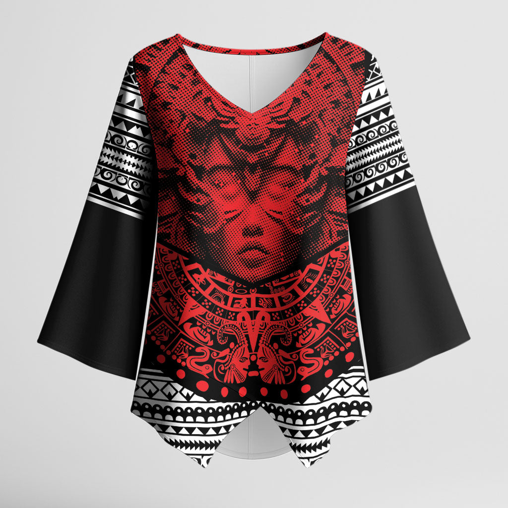 Mexico Aztec Warrior Goddess Kimono Sleeve Blouse Tribal Aztec Heritage