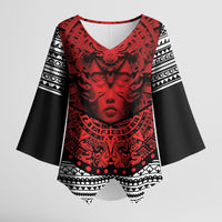 Mexico Aztec Warrior Goddess Kimono Sleeve Blouse Tribal Aztec Heritage