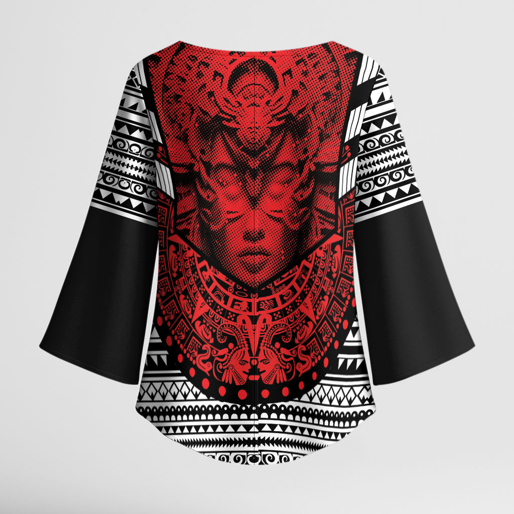 Mexico Aztec Warrior Goddess Kimono Sleeve Blouse Tribal Aztec Heritage