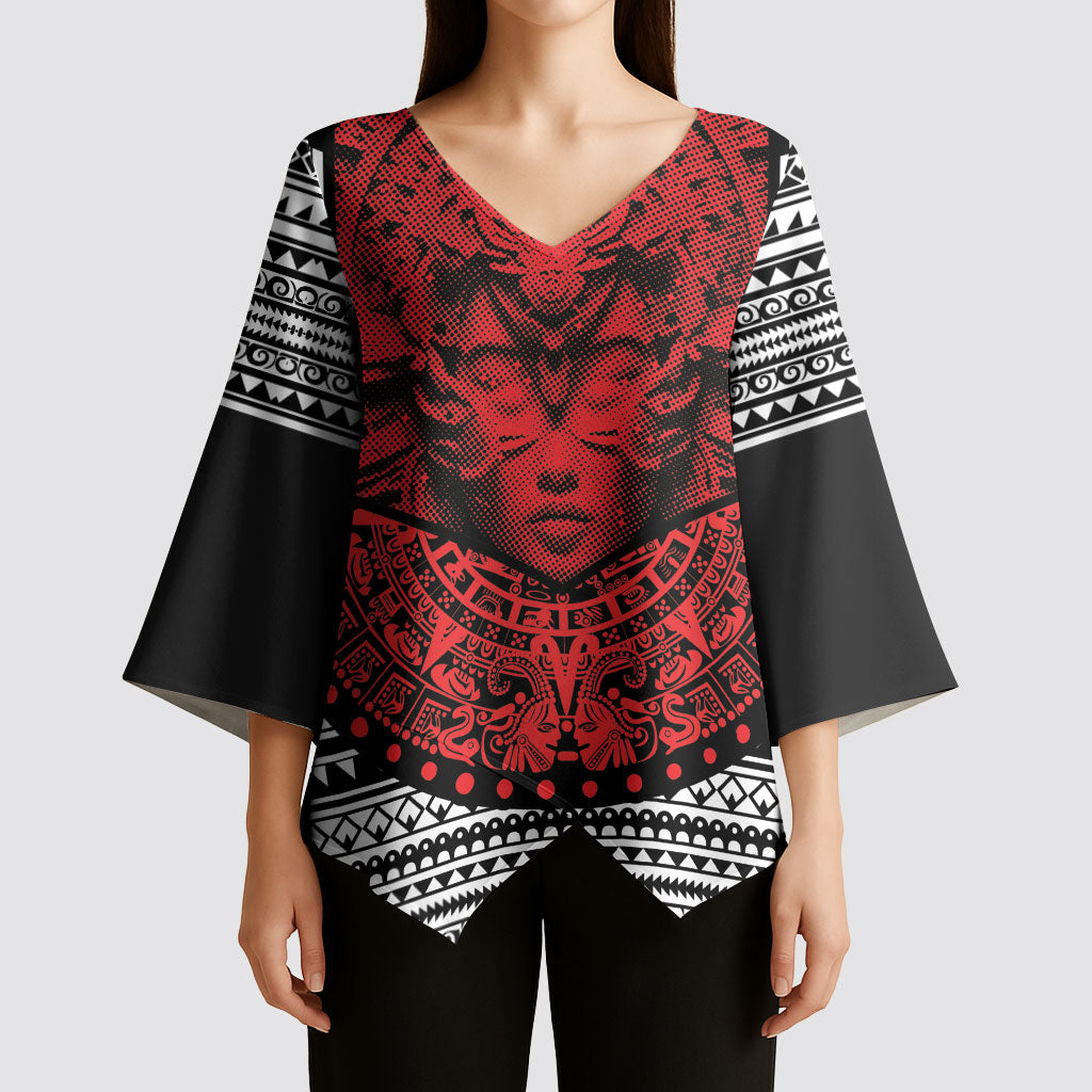 Mexico Aztec Warrior Goddess Kimono Sleeve Blouse Tribal Aztec Heritage