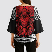 Mexico Aztec Warrior Goddess Kimono Sleeve Blouse Tribal Aztec Heritage