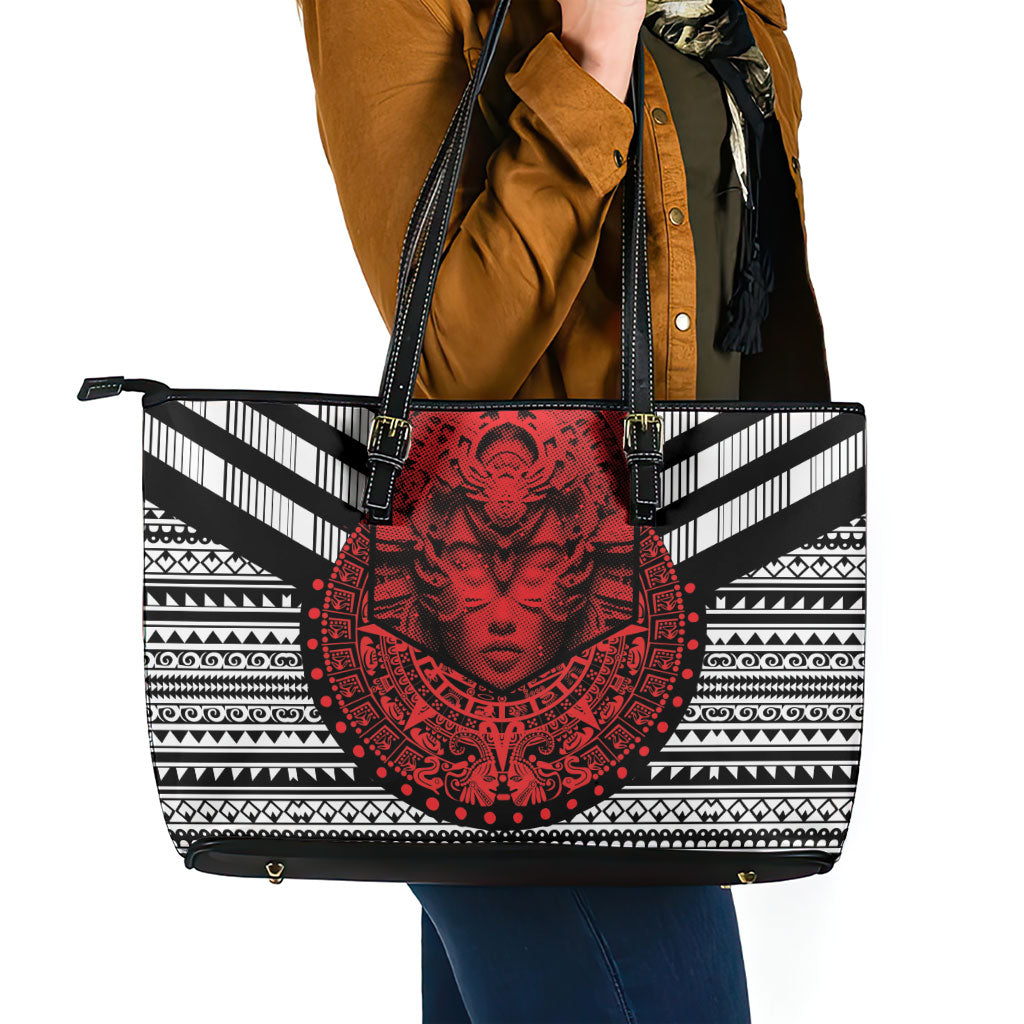 Mexico Aztec Warrior Goddess Leather Tote Bag Tribal Aztec Heritage