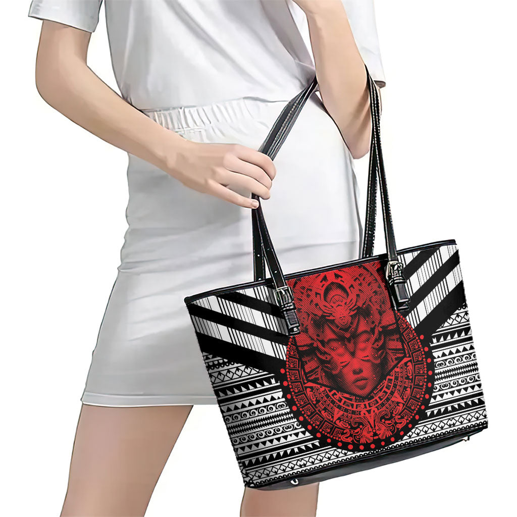 Mexico Aztec Warrior Goddess Leather Tote Bag Tribal Aztec Heritage