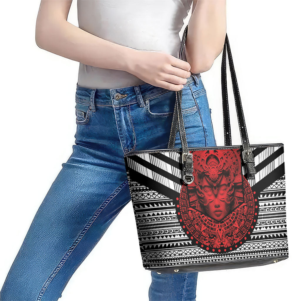 Mexico Aztec Warrior Goddess Leather Tote Bag Tribal Aztec Heritage