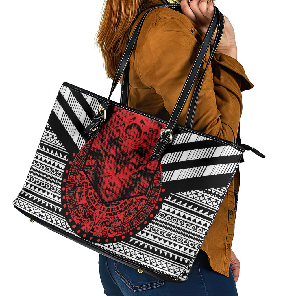 Mexico Aztec Warrior Goddess Leather Tote Bag Tribal Aztec Heritage