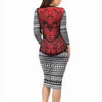 Mexico Aztec Warrior Goddess Long Sleeve Bodycon Dress Tribal Aztec Heritage