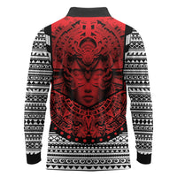 Mexico Aztec Warrior Goddess Long Sleeve Polo Shirt Tribal Aztec Heritage