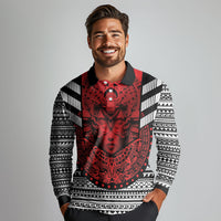 Mexico Aztec Warrior Goddess Long Sleeve Polo Shirt Tribal Aztec Heritage