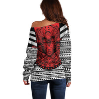 Mexico Aztec Warrior Goddess Off Shoulder Sweater Tribal Aztec Heritage